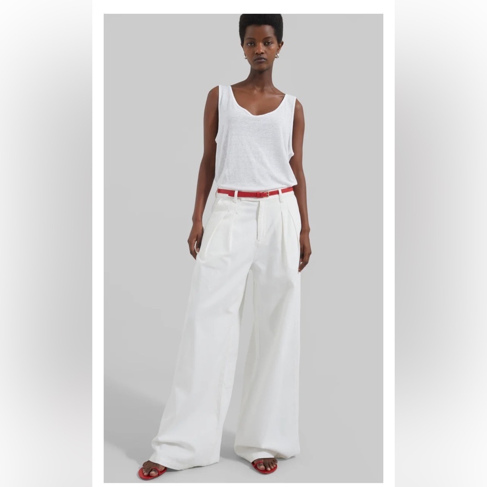 The Frankie Shop Nolan Pleated Denim Trousers- White - Picture 7 of 17